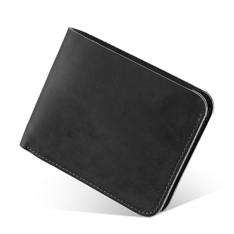 Crazy Horse Leather Short Men's Wallet, Genuine Leather with Multiple Card Slots, Beautiful Money Wallet