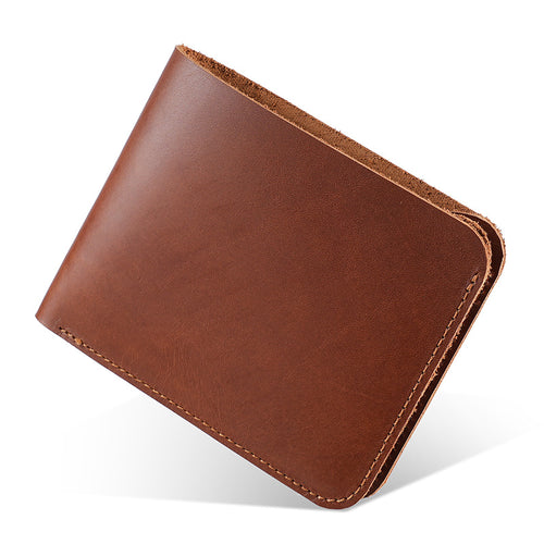 Crazy Horse Leather Short Men's Wallet, Genuine Leather with Multiple Card Slots, Beautiful Money Wallet