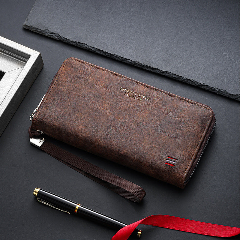 Men's Long PU Wallet, Simple and Stylish for Young Men, Multiple Card Slots