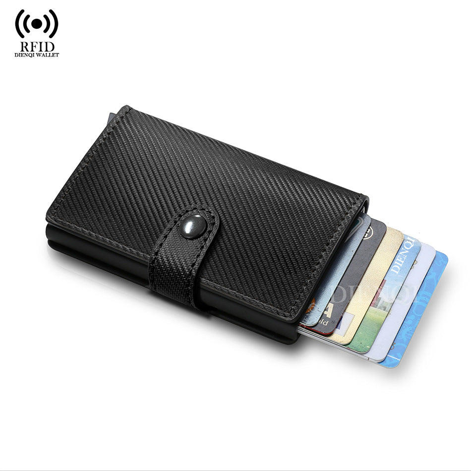 RFID anti-magnetic anti-theft men's card holder with automatic pop-out wallet/money clip