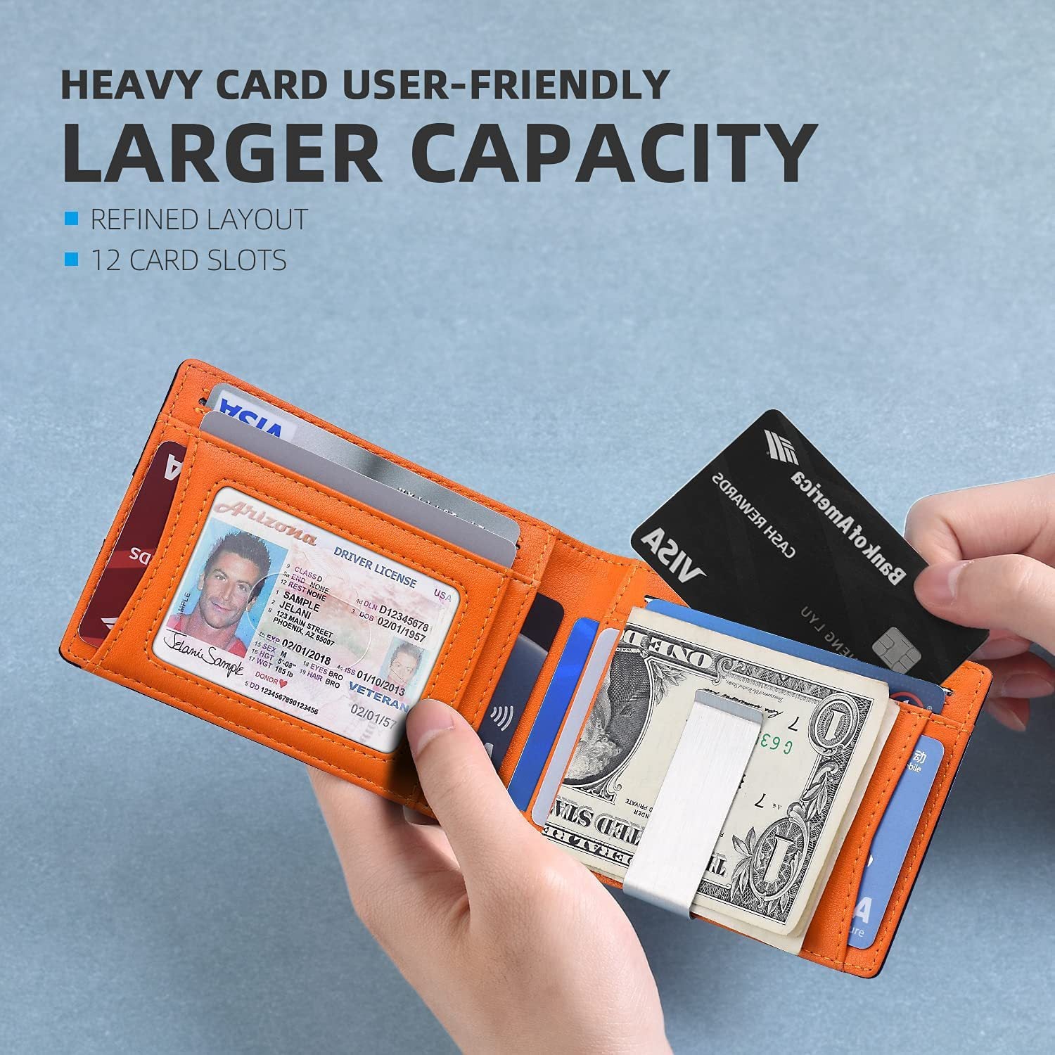 Minimalist, multifunctional, high-capacity, RFID-resistant, demagnetizing, ultra-thin, portable US dollar wallet/card holder/microfiber men's wallet/card holder