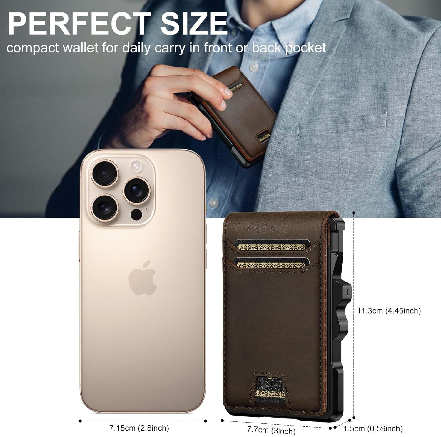 Metal card holder with RFID anti-theft function, suitable for European and American markets, made of aluminum alloy.