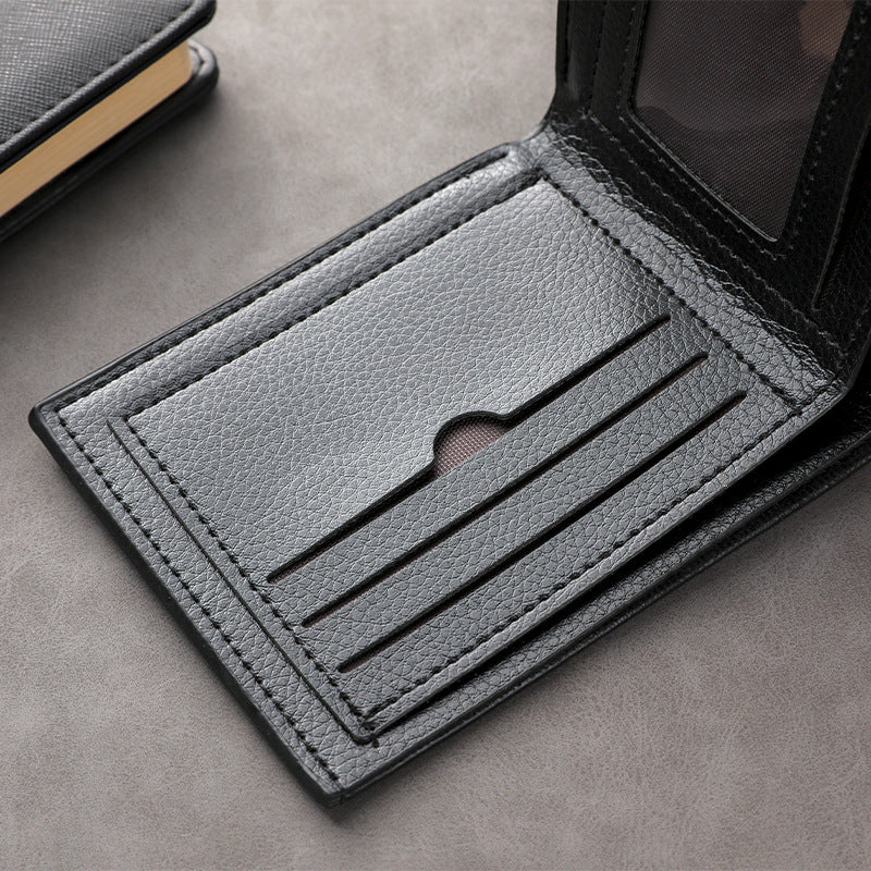 Men's Short PU Wallet, Simple and Stylish for Young Men, Multi-Card Slot Wallet