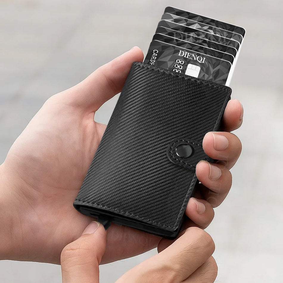 RFID anti-magnetic anti-theft men's card holder with automatic pop-out wallet/money clip