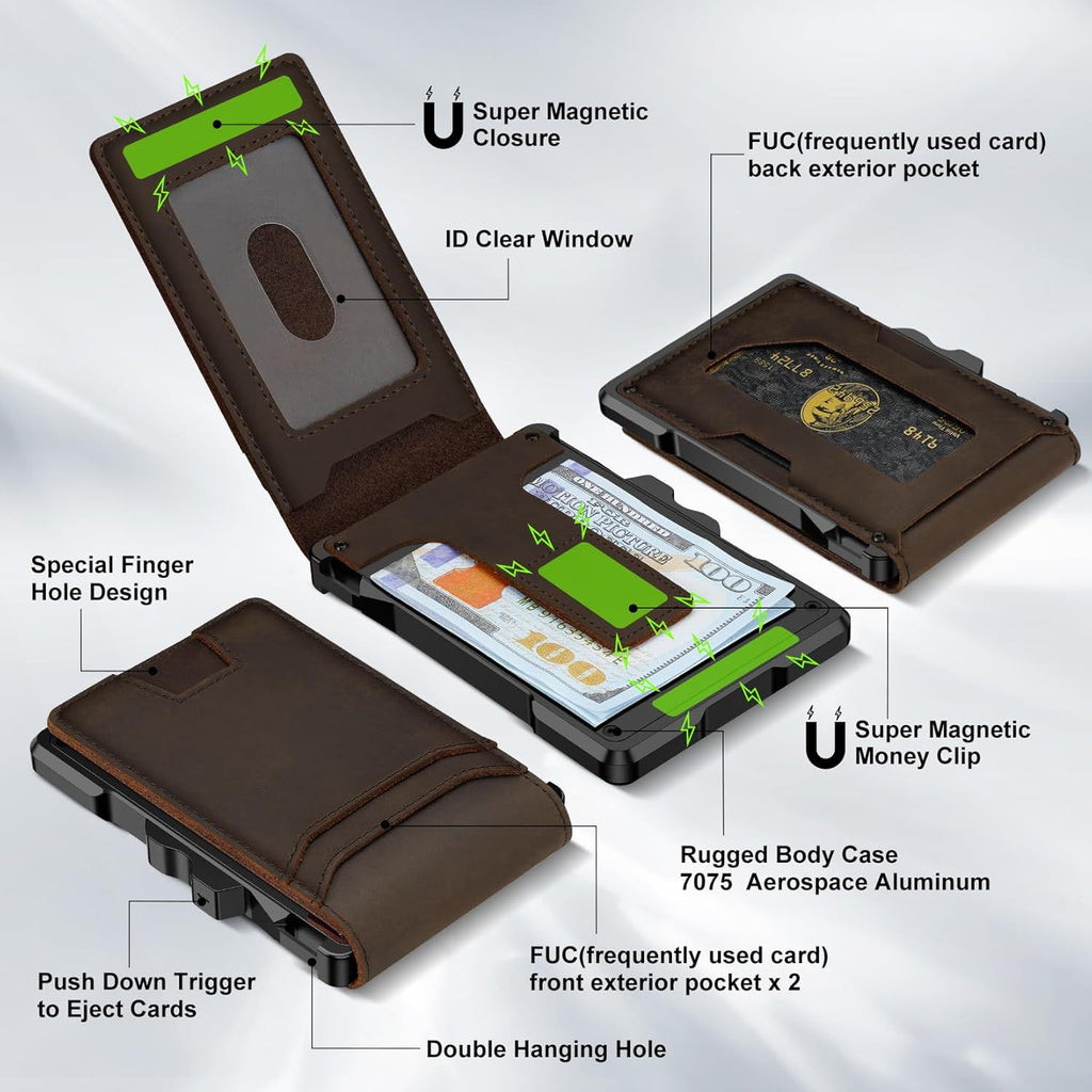 Metal card holder with RFID anti-theft function, suitable for European and American markets, made of aluminum alloy.