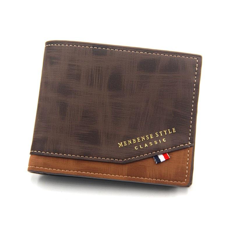Luxury ultra-thin retro PU leather folding wallet for men, with credit card compartment and retro coin purse.