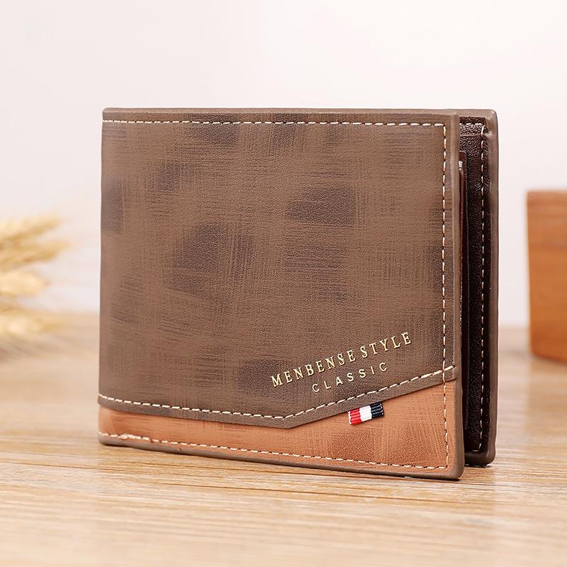 Luxury ultra-thin retro PU leather folding wallet for men, with credit card compartment and retro coin purse.